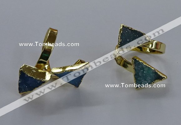 NGR339 12*14mm - 12*16mm triangle druzy agate gemstone rings