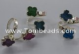 NGR357 15*15mm - 16*16mm flower druzy agate rings wholesale