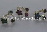 NGR365 8mm coin & 15*16mm star druzy agate rings wholesale