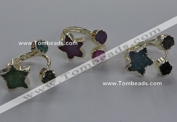 NGR365 8mm coin & 15*16mm star druzy agate rings wholesale