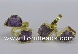 NGR371 13*18mm - 15*20mm freeform druzy amethyst gemstone rings