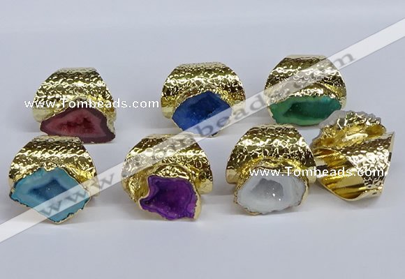 NGR380 15*20mm - 20*25mm freeform druzy agate rings wholesale