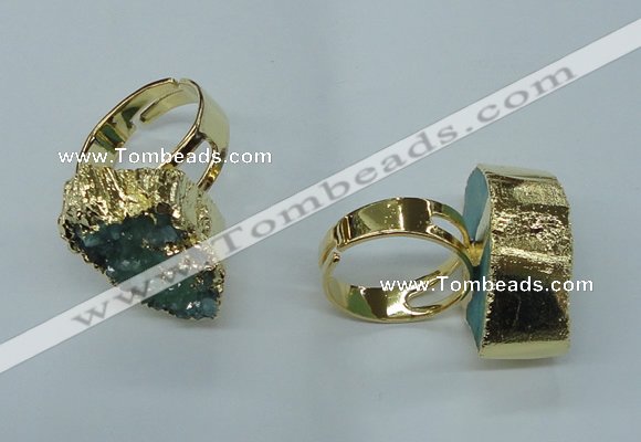 NGR55 18*25mm - 20*30mm freeform plated druzy agate rings