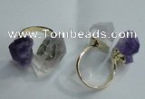 NGR77 13*18mm - 15*25mm faceted nuggets white crystal & amethyst rings