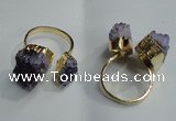 NGR78 13*18mm - 18*25mm nuggets druzy amethyst gemstone rings