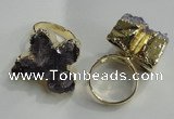 NGR81 18*25mm - 25*30mm butterfly druzy amethyst gemstone rings