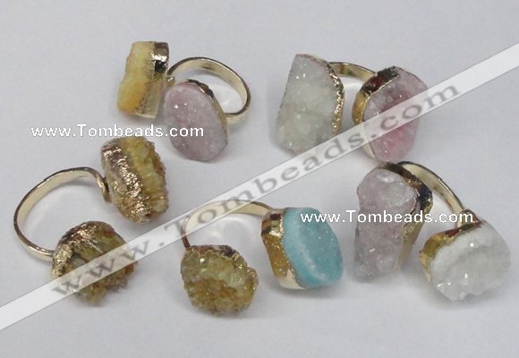 NGR92 15*20mm - 18*25mm freeform plated agate druzy rings