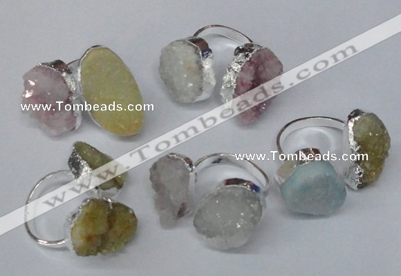 NGR93 15*20mm - 18*25mm freeform plated agate druzy rings