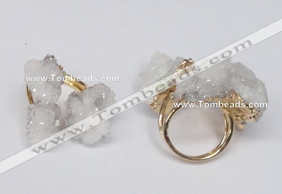 NGR95 15*20mm - 20*25mm nuggets plated druzy quartz rings