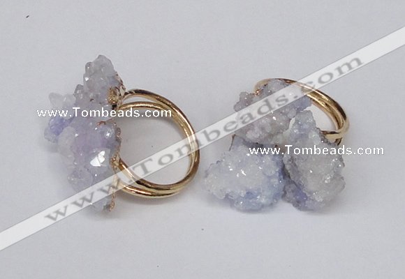 NGR96 15*20mm - 20*25mm nuggets plated druzy quartz rings