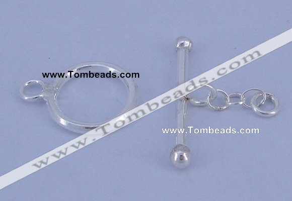 SSC09 5pcs 12mm donut 925 sterling silver toggle clasps
