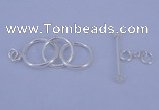 SSC15 5pcs 12mm - 14mm donut 925 sterling silver toggle clasps