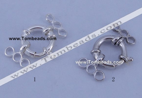 SSC211 5pcs three-strand 13.5mm 925 sterling silver spring rings clasps