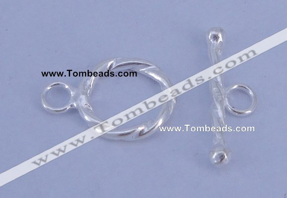 SSC23 5pcs 11mm donut 925 sterling silver toggle clasps