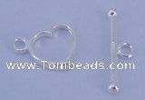 SSC30 5pcs 10*13.5mm heart 925 sterling silver toggle clasps